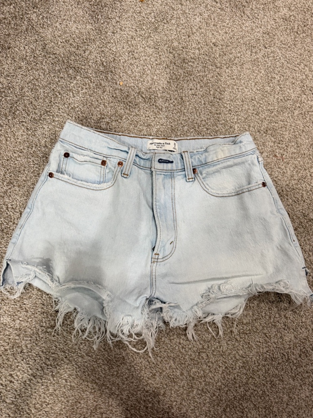 Abercrombie & Fitch Pale Blue Distressed Denim Cutoff Shorts
